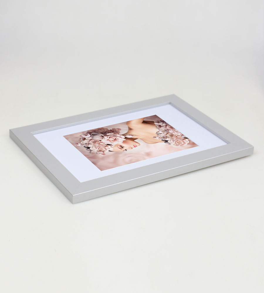Bilderrahmen Holz Rahmen Plexi Acryl Collage Wanddeko Poster quadratisch S215 - Farbe: Silber | Format: 20x30