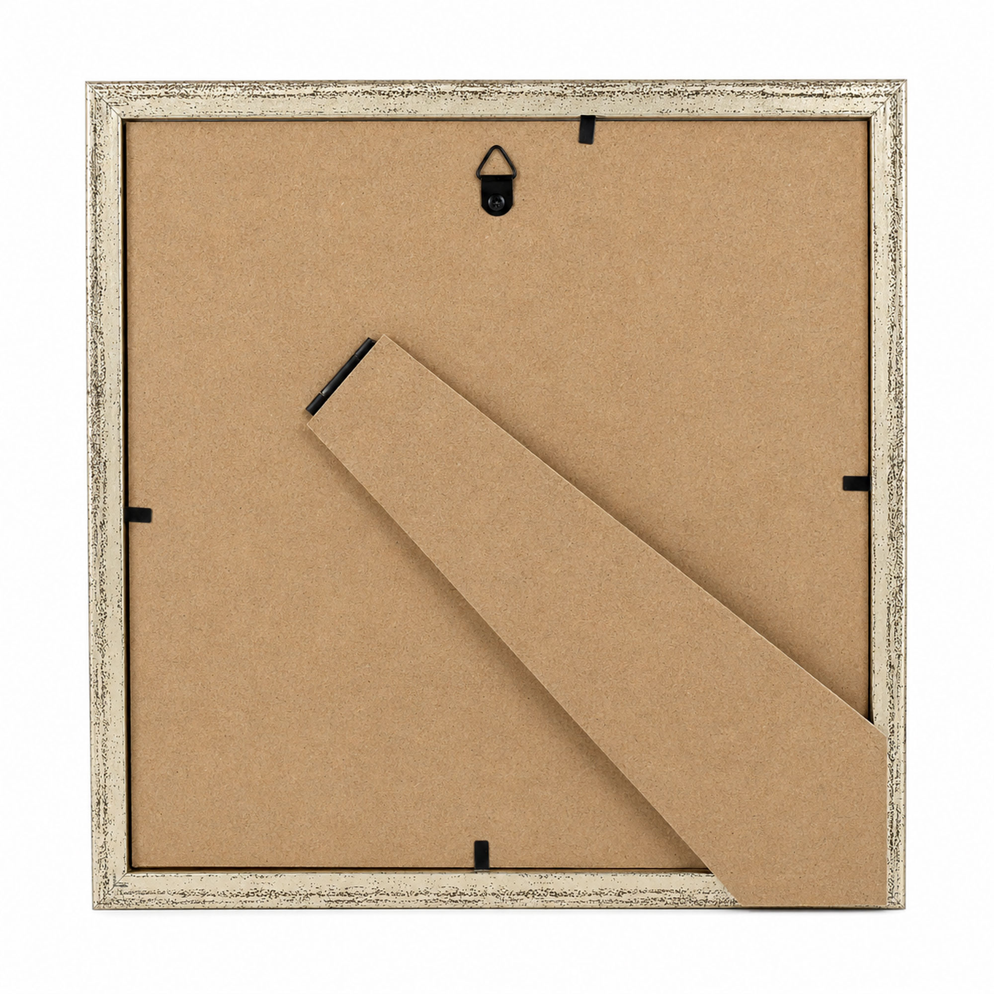 3D Objektrahmen Bilderrahmen mit Passepartout & gehärtetem Glas Holz MDF Rahmen Foto Poster - Farbe: Silber-Antik | Format: 23x23