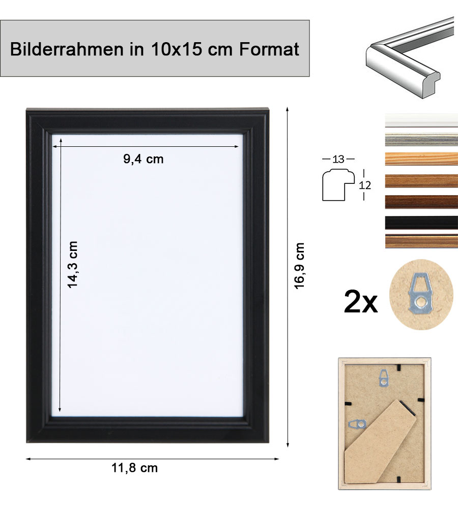 EKO Holz Bilderrahmen Foto Rahmen Holzrahmen Wanddeko Collage Poster S236 - Farbe: Weiß | Format: 10x15