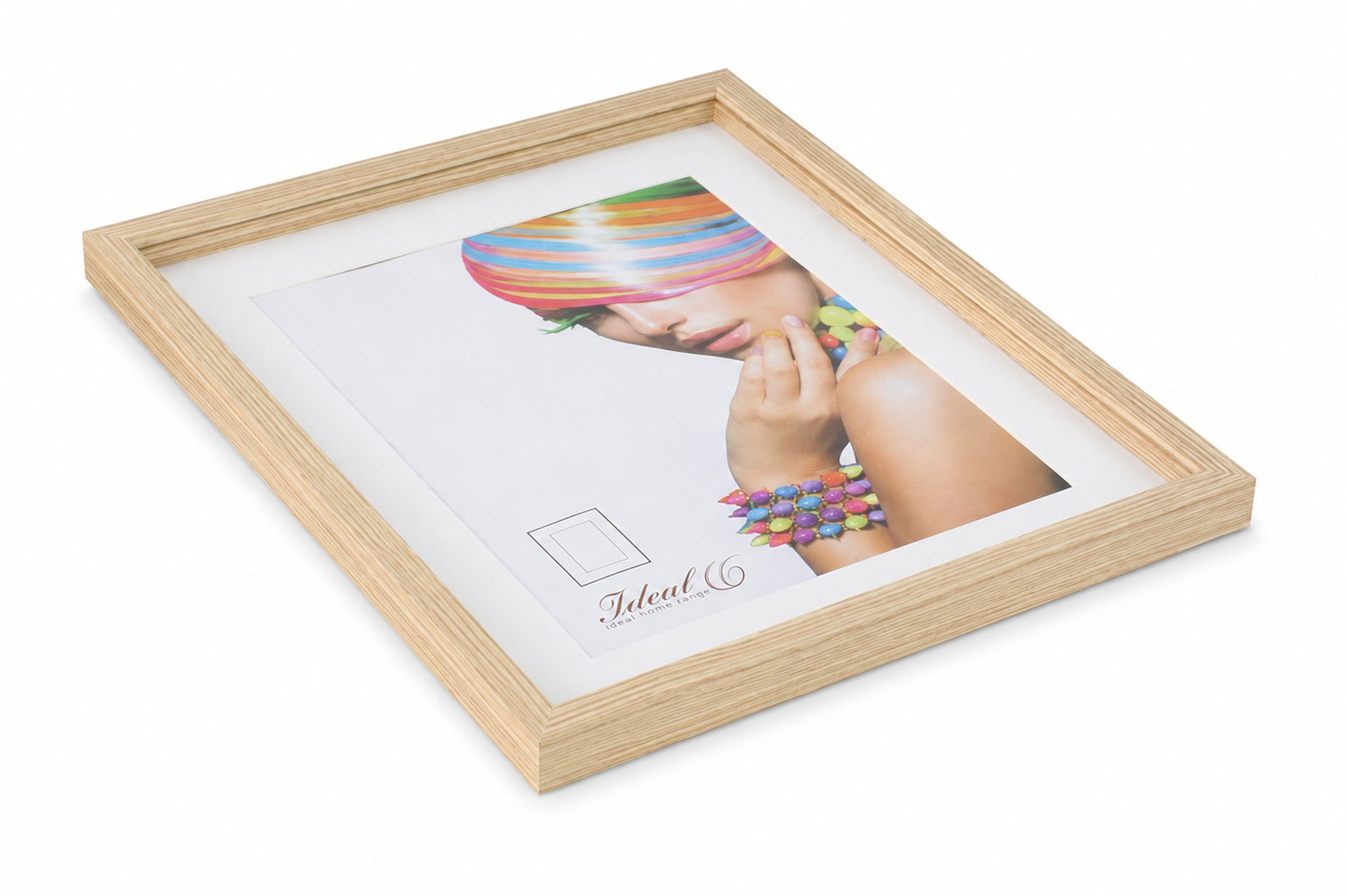 3D Objektrahmen Bilderrahmen mit Passepartout & gehärtetem Glas Holz MDF Rahmen Foto Poster - Farbe: Natur | Format: 40x50