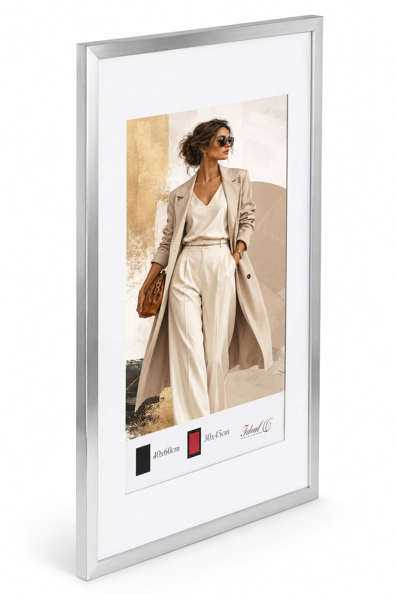 Kunststoff Bilderrahmen Modern Style mit gehärtetem Glas & Passepartout Blockprofil Collage Foto Rahmen Wanddeko für Fotowand - Farbe: Silber | Format: 40x60 | Pack: 3