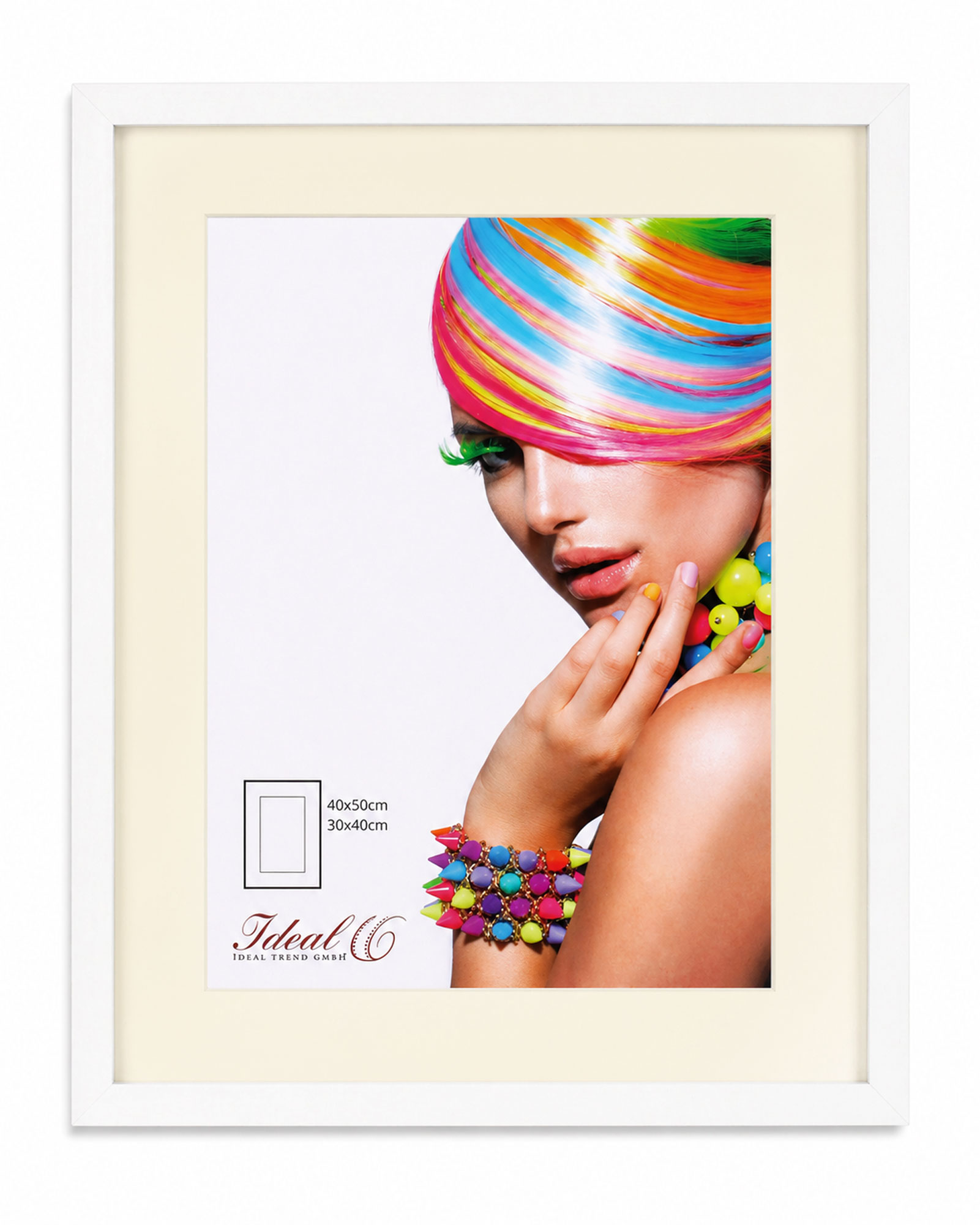 3D Objektrahmen Bilderrahmen mit Passepartout & gehärtetem Glas Holz MDF Rahmen Foto Poster - Farbe: Weiß | Format: 40x50