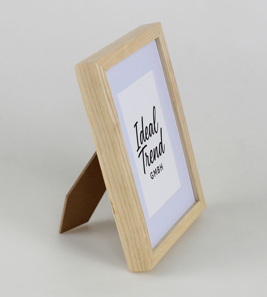 Bilderrahmen Massivholz Eiche mit Passepartout & gehärtetem Echtglas Oak wood frame Tempered glass HR-12 - Farbe: Natur | Format: 13x18