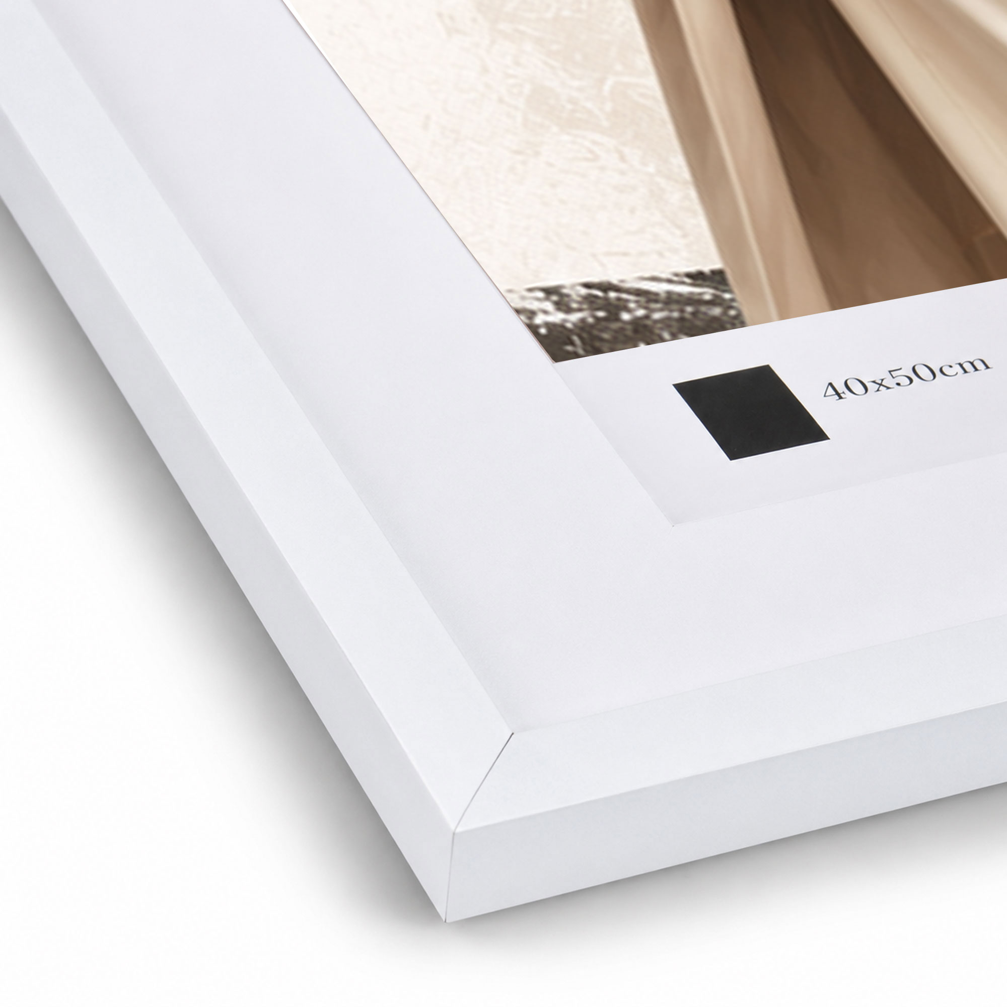 Kunststoff Bilderrahmen Modern Style mit gehärtetem Glas & Passepartout Blockprofil Collage Foto Rahmen Wanddeko für Fotowand - Farbe: Weiß | Format: 50x70 | Pack: 1