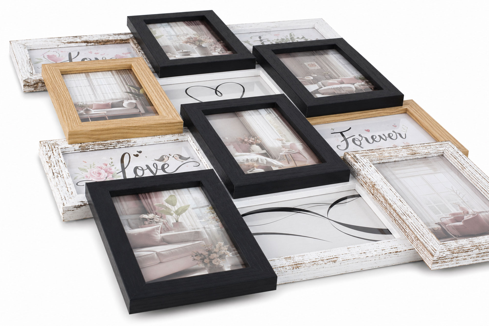 Stilvolle Momente – Bilderrahmen Collage für 12 Fotos | Galerierahmen Wanddeko für Fotowand & Geschenkideen - Farbe: Multicolor | Format: 13x18