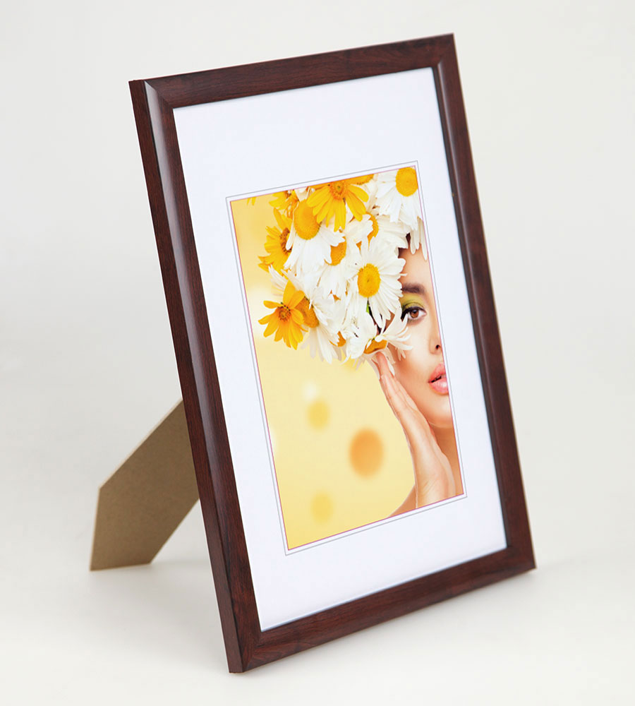 Kunststoffrahmen mit Klarglas Bilderrahmen PS-1 Frame Foto Collage Portraitrahmen Glasscheibe - Farbe: Mahagoni | Format: 20x20