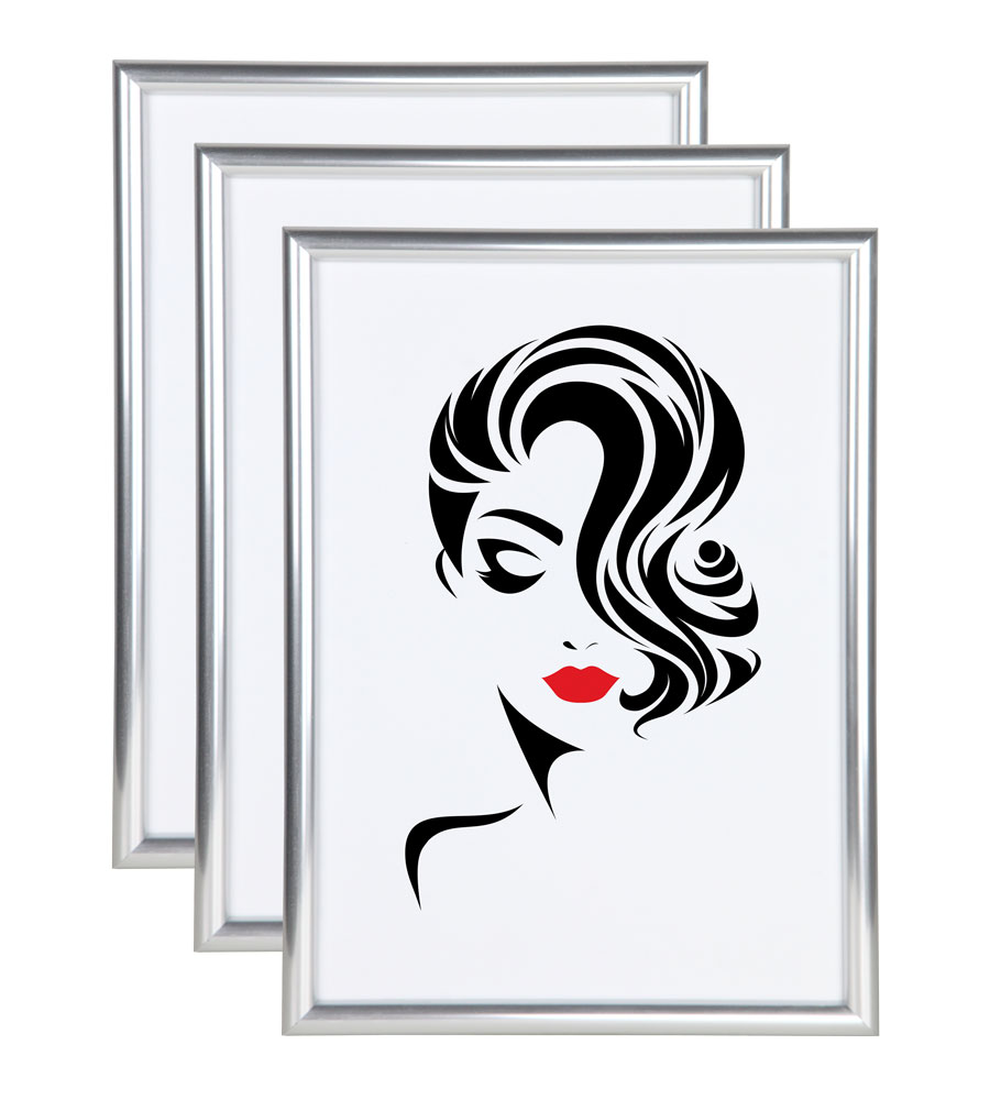 3er 5er Set Classic Leichter Kunststoff Bilder Foto Rahmen Poster Schutz BD - Pack: 3er | Farbe: Silber | Format: 21x29,7 DIN A4
