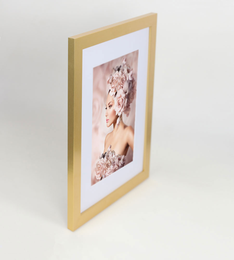 Bilderrahmen Holz Rahmen Plexi Acryl Collage Wanddeko Poster quadratisch S215 - Farbe: Gold | Format: 30x40