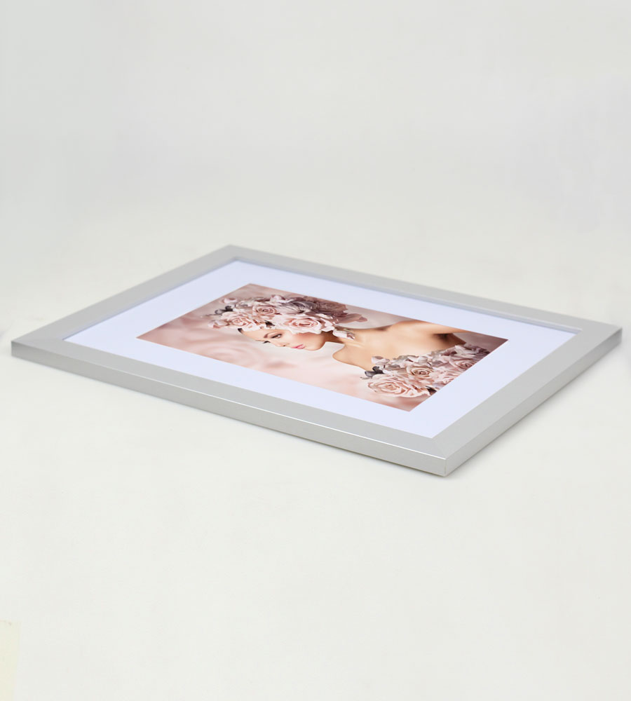 Bilderrahmen Holz Rahmen Plexi Acryl Collage Wanddeko Poster quadratisch S215 - Farbe: Silber | Format: 30x40