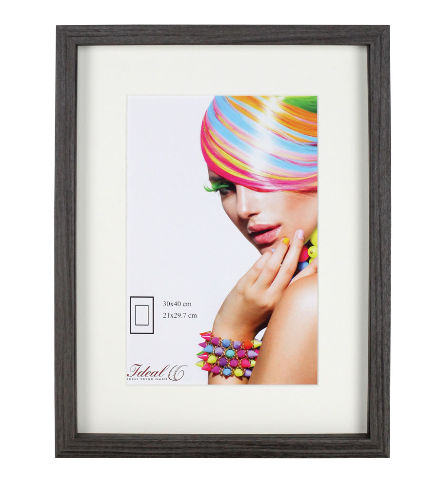 3D Objektrahmen Bilderrahmen mit Passepartout & gehärtetem Glas Holz MDF Rahmen Foto Poster - Farbe: Nuss | Format: 30x45