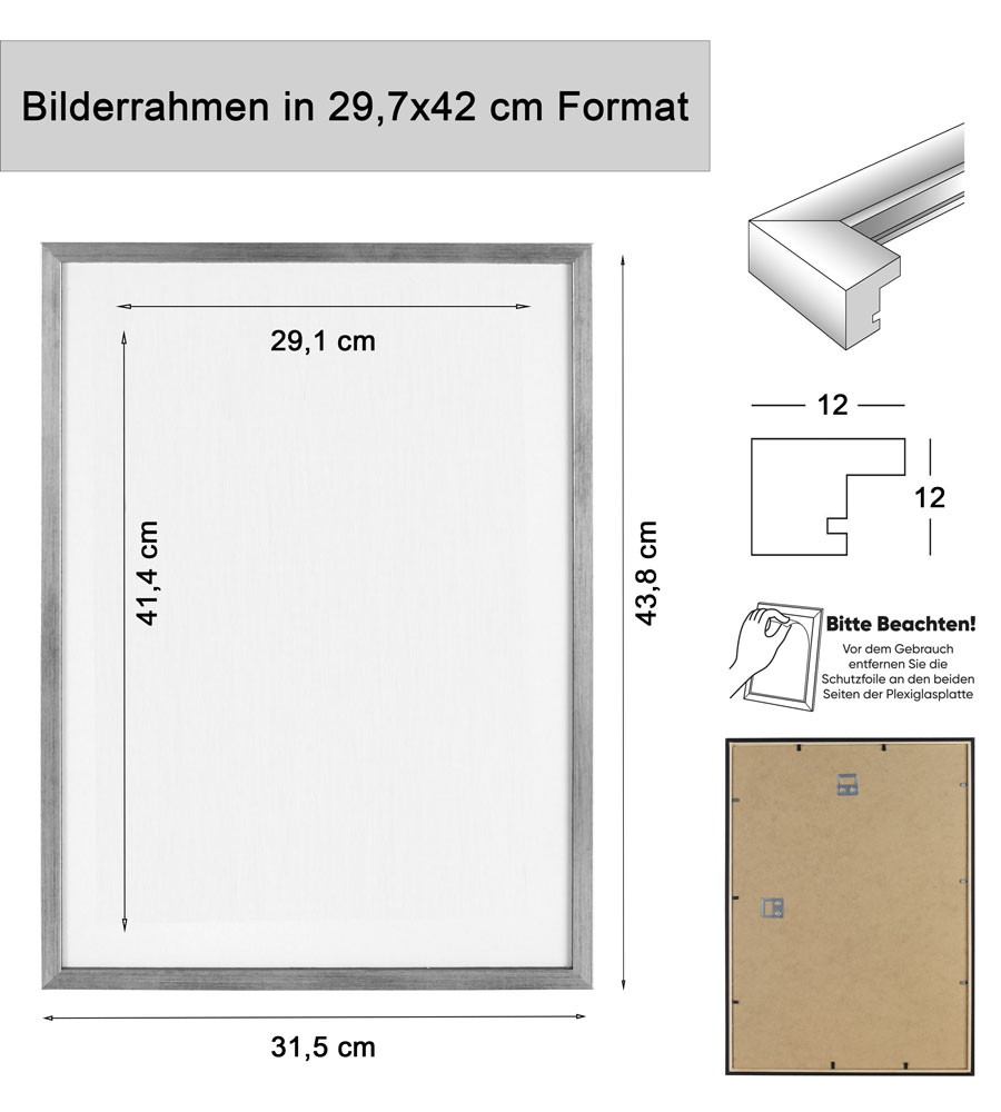 Holz Dokument Bilderrahmen Urkunde Diplom Foto Rahmen Plexi S111 Poster - Farbe: Weiß | Format: 29,7x42 A3