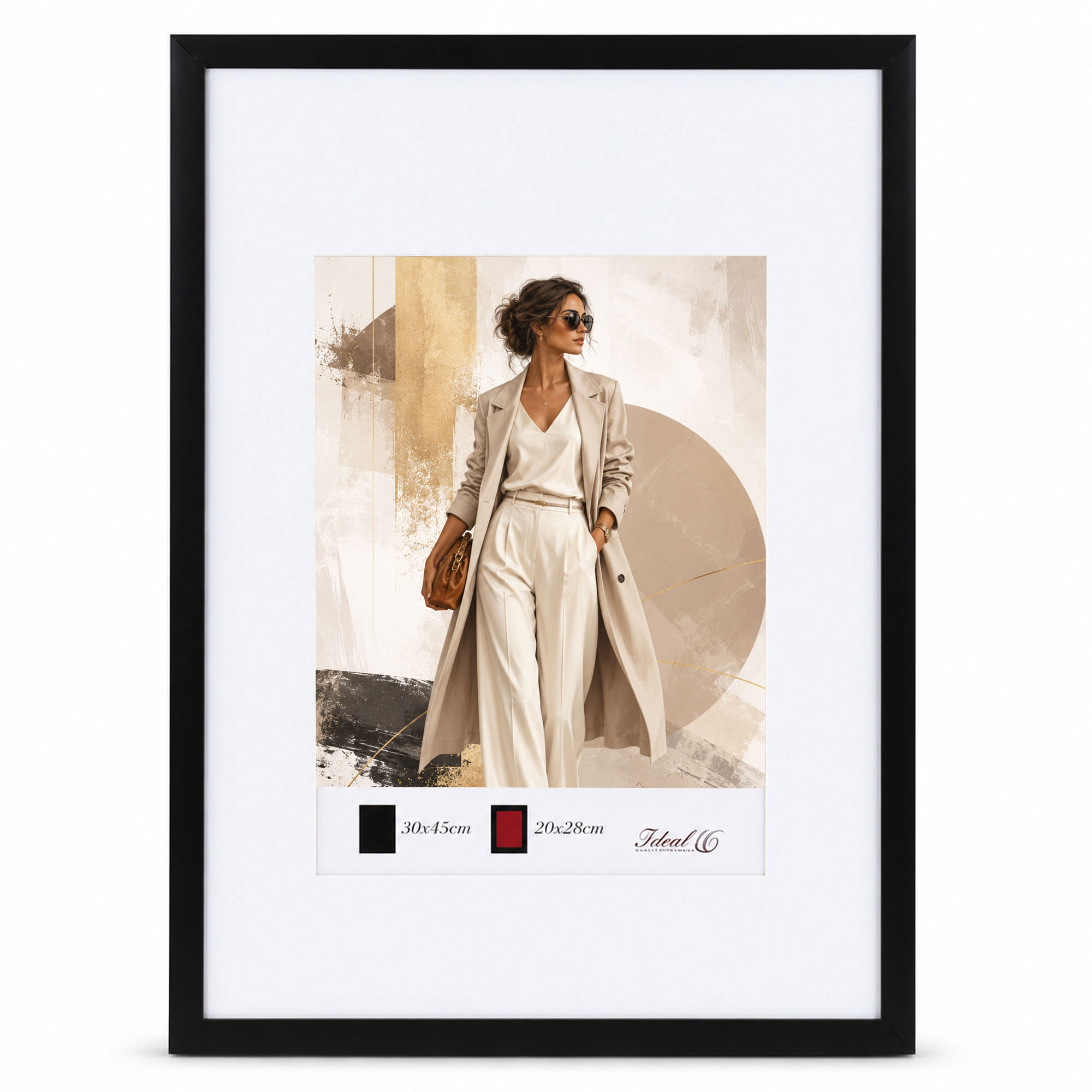 Kunststoff Bilderrahmen Modern Style mit gehärtetem Glas & Passepartout Blockprofil Collage Foto Rahmen Wanddeko für Fotowand - Farbe: Schwarz | Format: 30x45 | Pack: 10