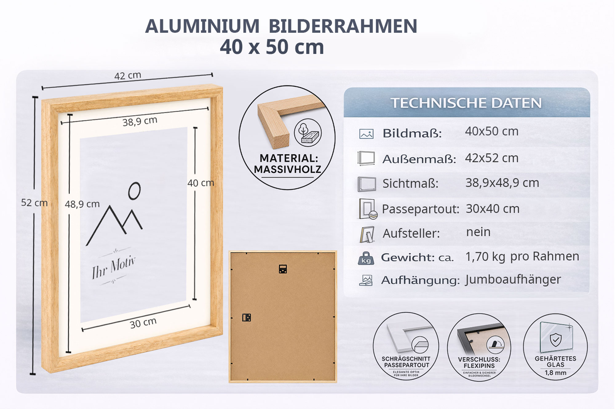 3D Objektrahmen Holz Bilderrahmen Wanddeko Collage Poster Shirt Trikot Rahmen HR - Farbe: Schwarz | Format: 40x50