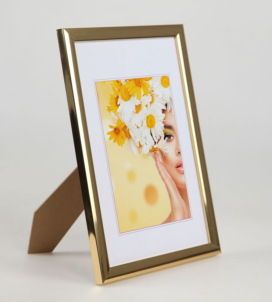 Kunststoffrahmen mit Klarglas Bilderrahmen PS-1 Frame Foto Collage Portraitrahmen Glasscheibe - Farbe: Gold | Format: 20x30