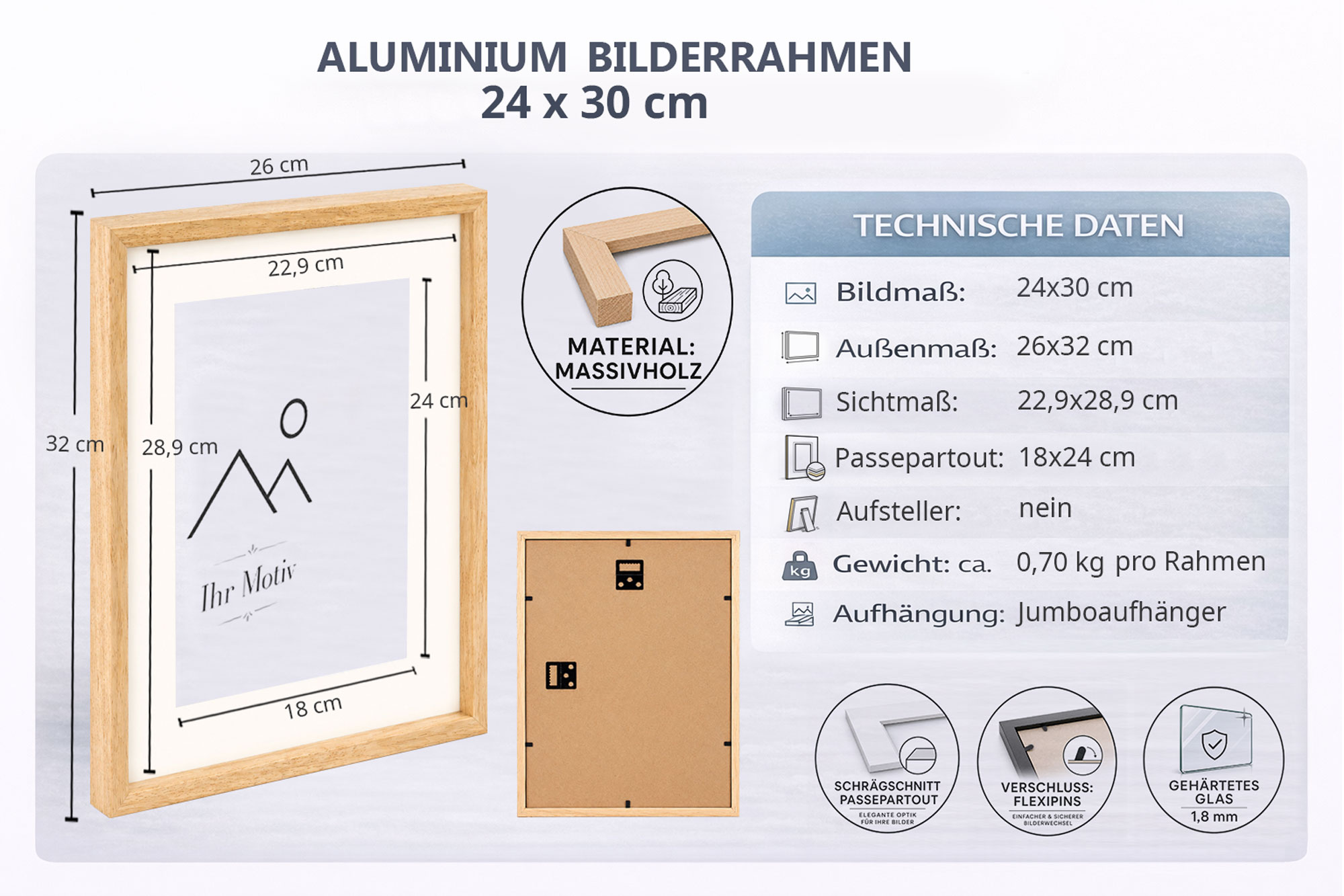 3D Objektrahmen Holz Bilderrahmen Wanddeko Collage Poster Shirt Trikot Rahmen HR - Farbe: Schwarz | Format: 24x30