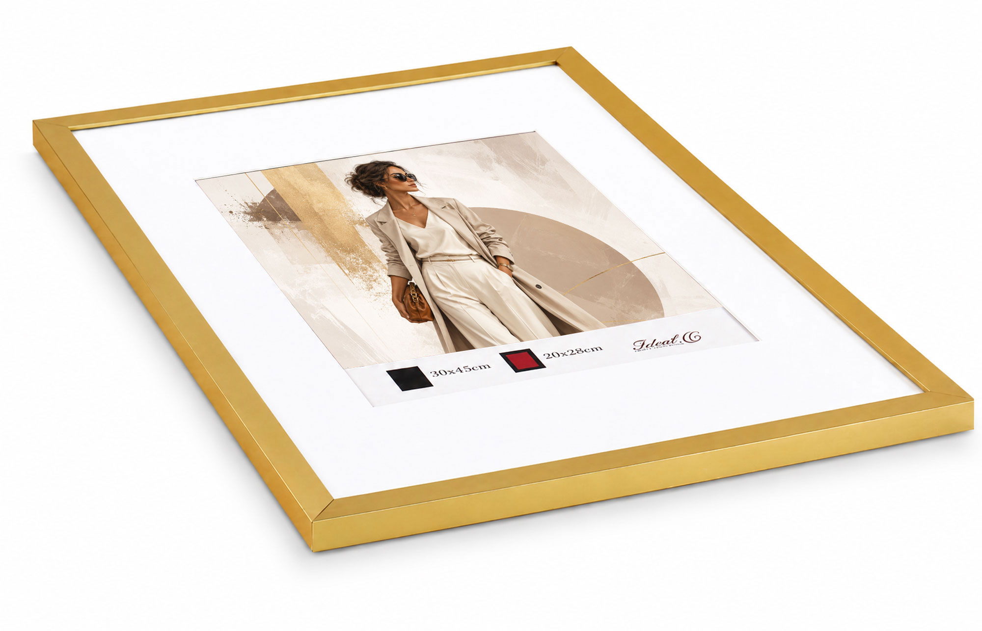 Kunststoff Bilderrahmen Modern Style mit gehärtetem Glas & Passepartout Blockprofil Collage Foto Rahmen Wanddeko für Fotowand - Farbe: Gold | Format: 30x45 | Pack: 10