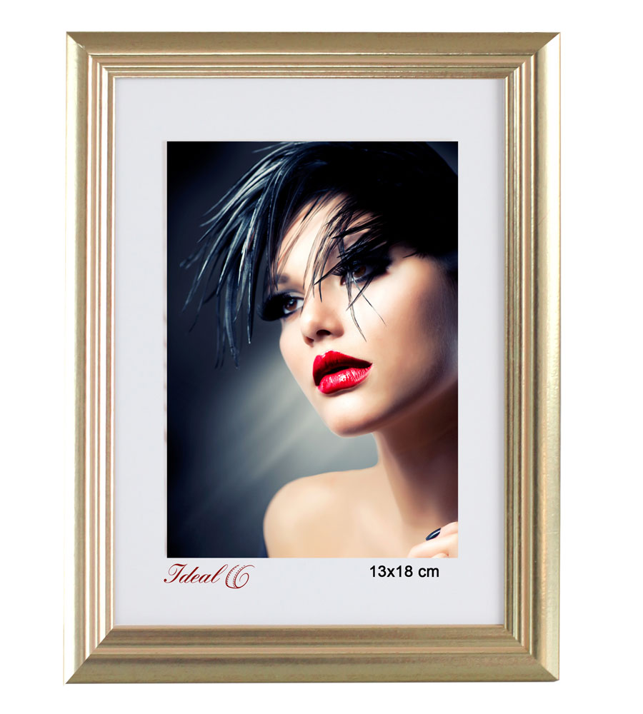Artos Holz Bilderrahmen Acrylglas Plexi Lifestyle Foto Rahmen Collage Wanddeko Poster - Farbe: Gold | Format: 13x18