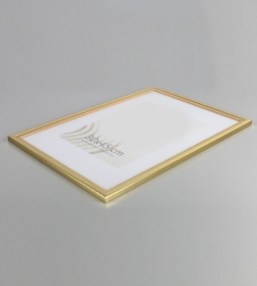 Artos Holz Bilderrahmen Acrylglas Plexi Lifestyle Foto Rahmen Collage Wanddeko Poster - Farbe: Gold | Format: 30x45