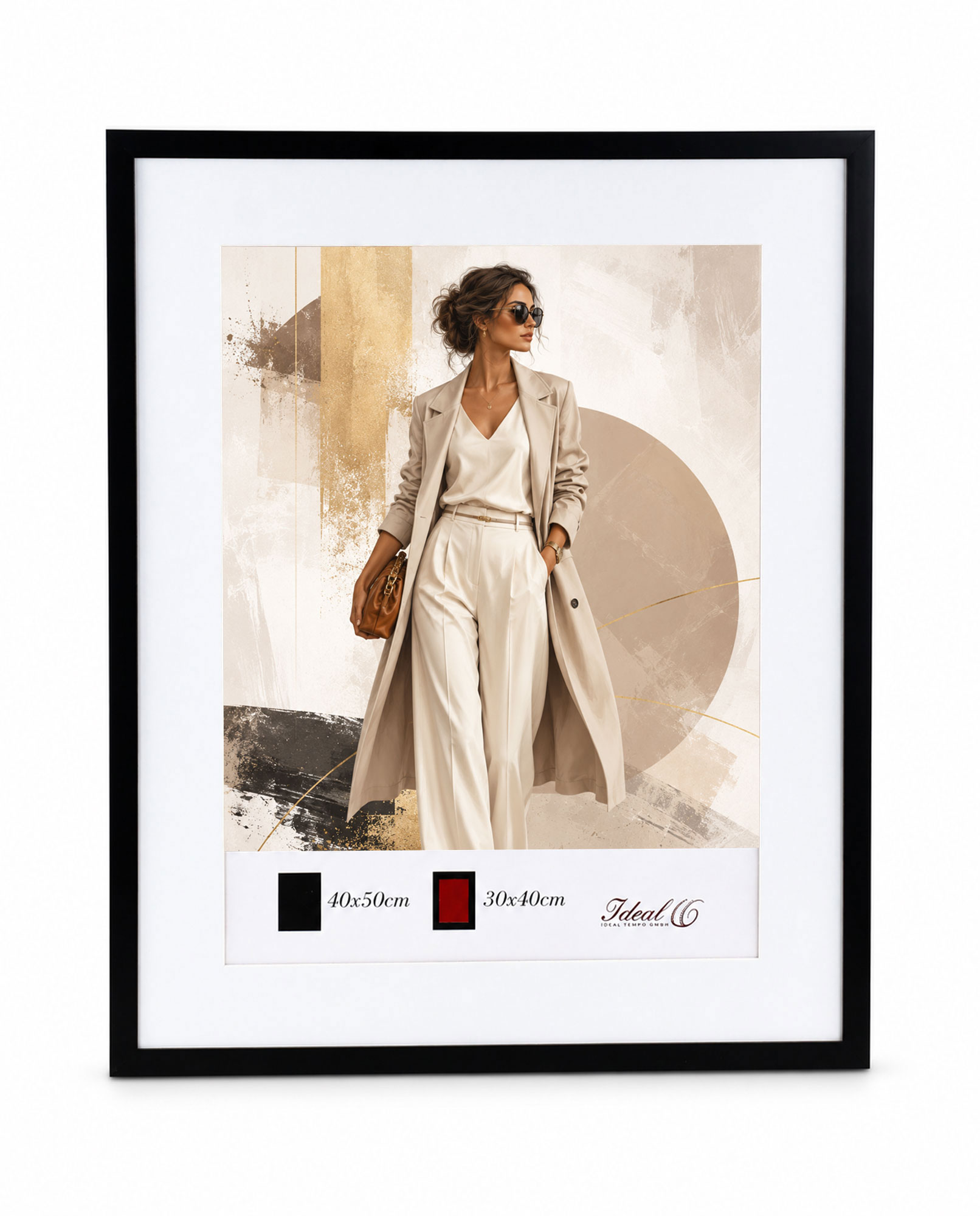 Kunststoff Bilderrahmen Modern Style mit gehärtetem Glas & Passepartout Blockprofil Collage Foto Rahmen Wanddeko für Fotowand - Farbe: Schwarz | Format: 40x50 | Pack: 5