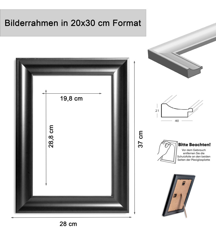 Bilderrahmen Lifestyle Foto Rahmen Collage quadratisch Wanddeko Poster 40D - Farbe: Weiss | Format: 20x30