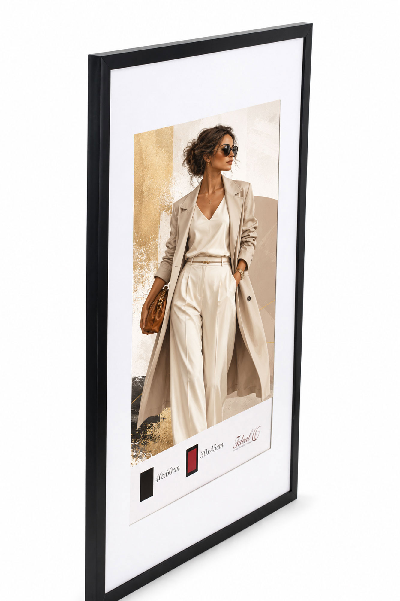 Kunststoff Bilderrahmen Modern Style mit gehärtetem Glas & Passepartout Blockprofil Collage Foto Rahmen Wanddeko für Fotowand - Farbe: Schwarz | Format: 40x60 | Pack: 3