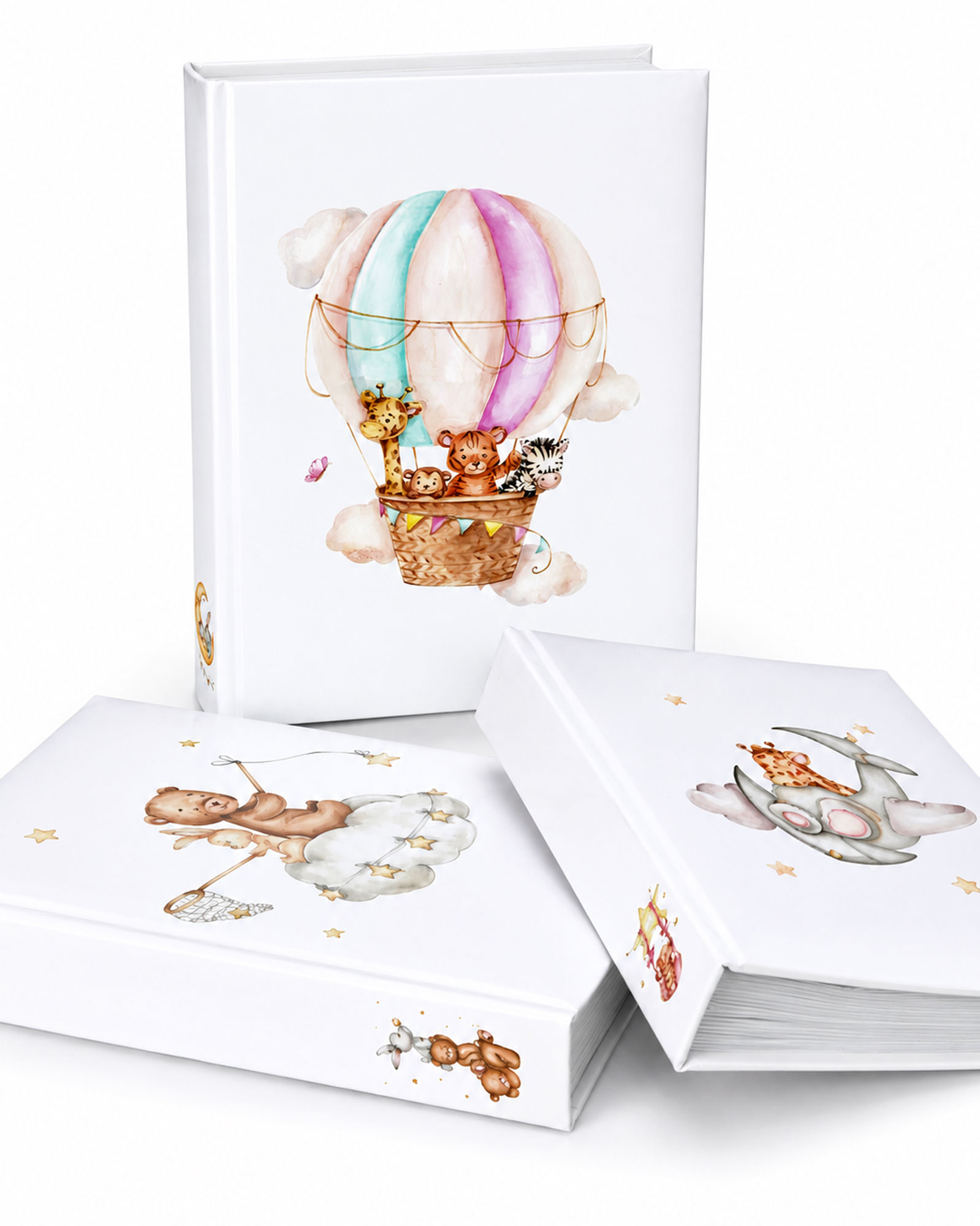 My Friends Memo Einsteckalbum für 300 Fotos 10x15 cm – Fotoalbum mit Beschriftungsfeldern, Einstecktaschen, Memo-Funktion, Familienalbum für Babyfotos & Kinderfotos - Farbe: Zoo on Ballon