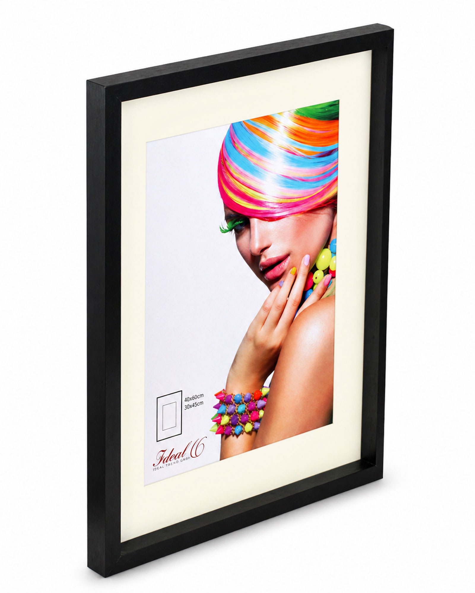 3D Objektrahmen Bilderrahmen mit Passepartout & gehärtetem Glas Holz MDF Rahmen Foto Poster - Farbe: Schwarz | Format: 40x60