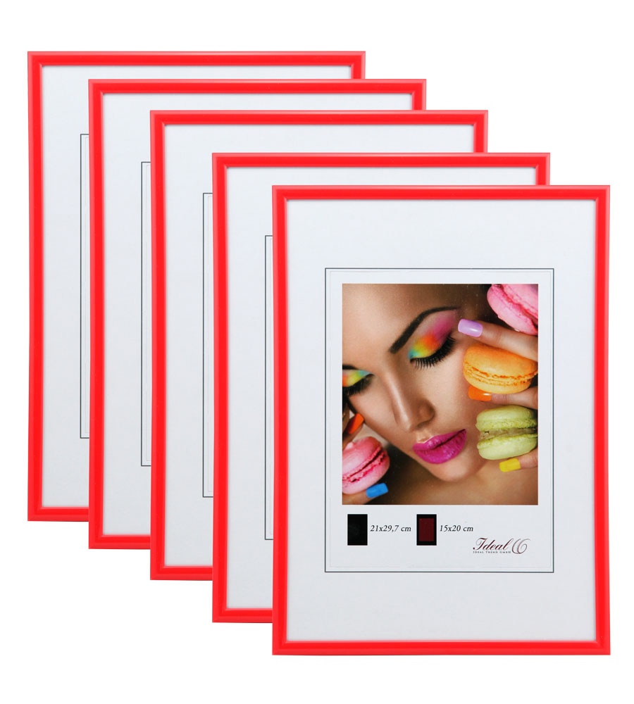 New Lifestyle Set Bilderrahmen Wanddeko Collage Poster Rahmen 2er 3er 5er Pack - Pack: 5er | Farbe: Rot | Format: 50x60