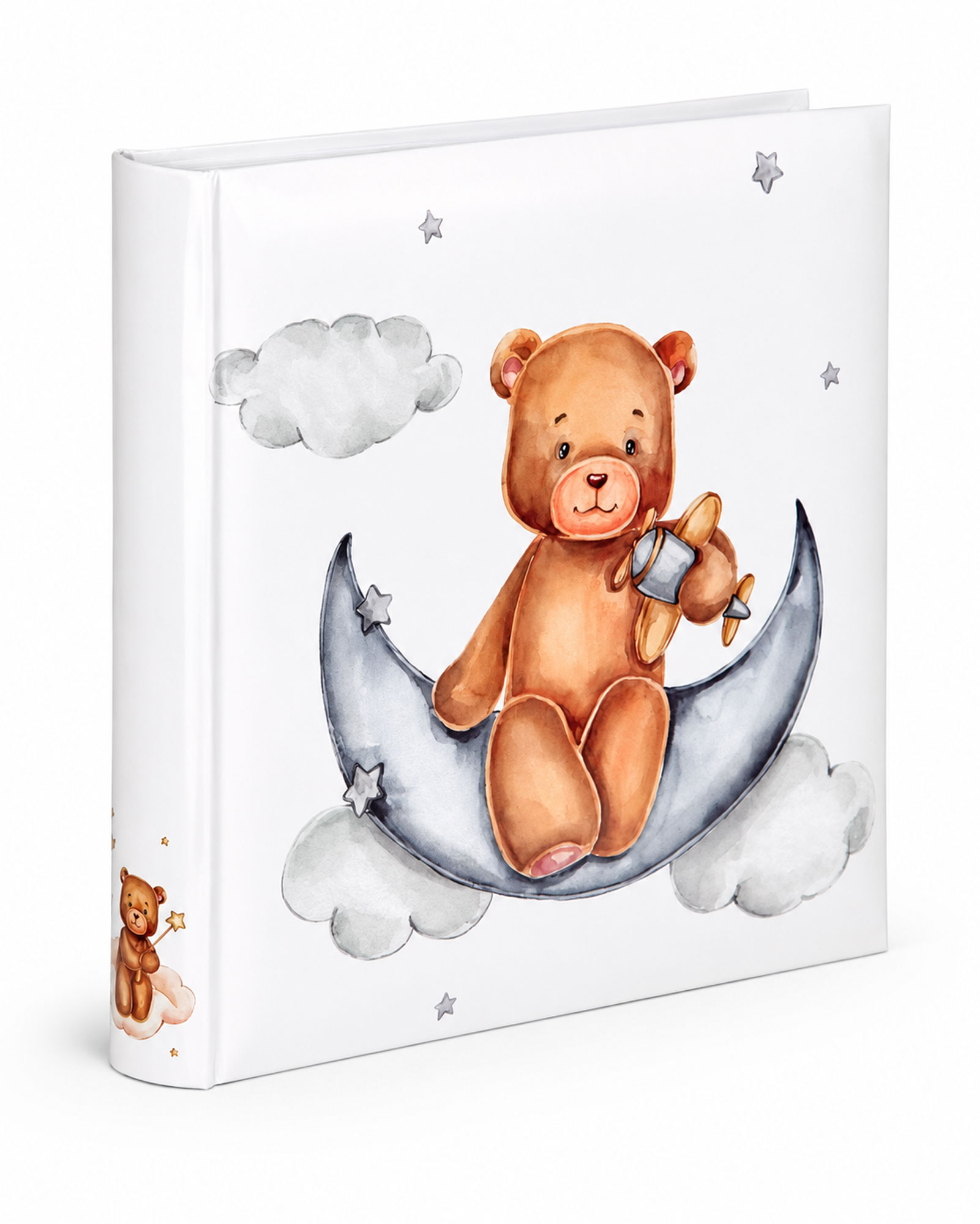 Cat & Bears Fotoalbum 30x30 cm 100 weiße Seiten Baby Kinder Foto Album Fotobuch - Farbe: Bear & Moon